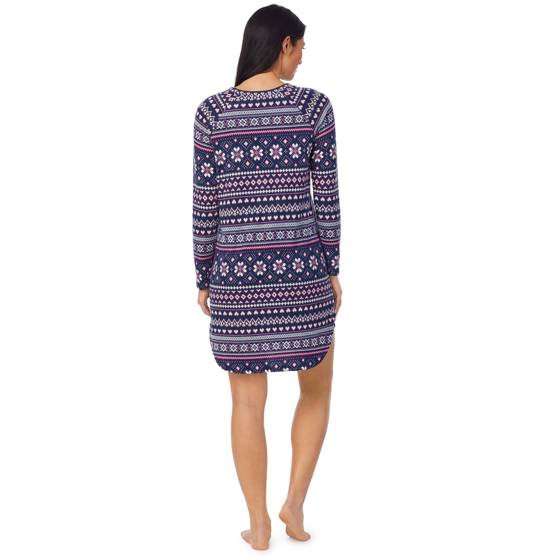 A lady wearing Brushed Sweater Knit Long Sleeve Sleepshirt