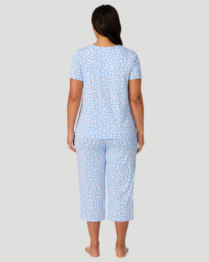 Cotton-Blend Short Sleeve Top With Cropped Pant Pajama Set PLUS