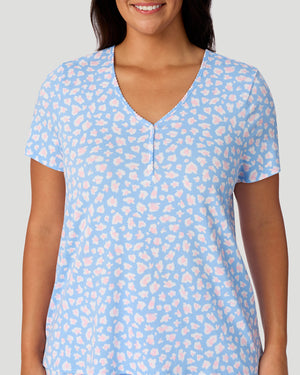 Cotton-Blend Short Sleeve Top With Cropped Pant Pajama Set PLUS