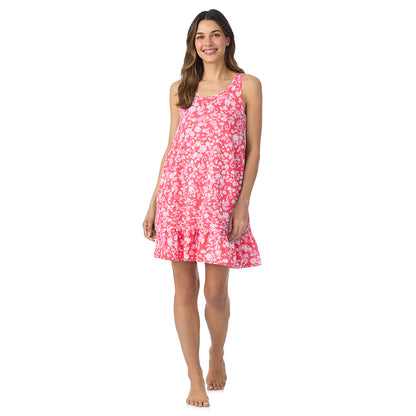  A lady wearing Cotton-Blend Sleeveless Sleep Chemise in Seahorse posing front view pose