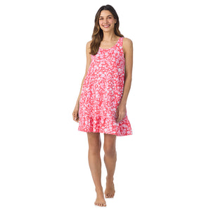  A lady wearing Cotton-Blend Sleeveless Sleep Chemise in Seahorse posing front view pose
