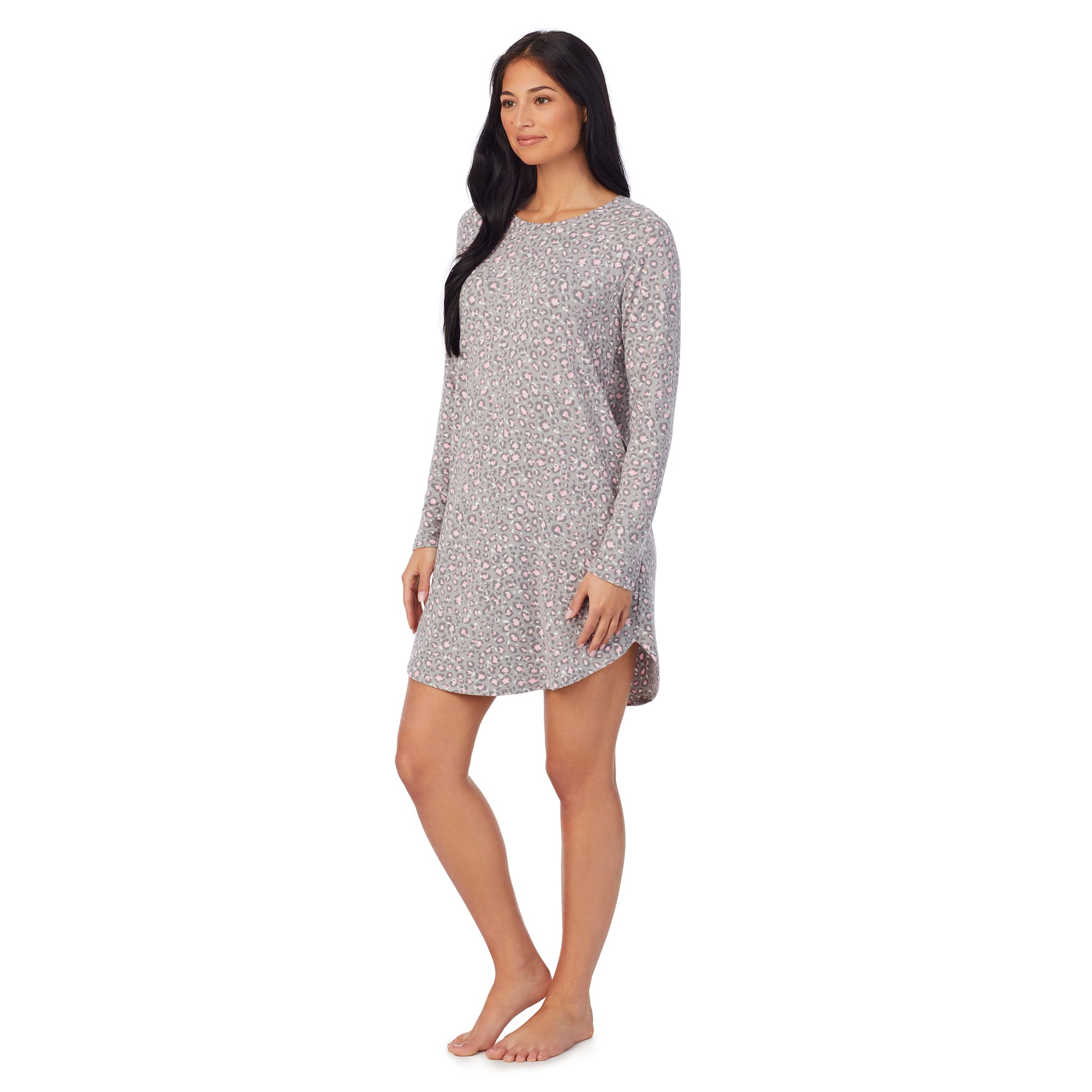 A lady wearing Brushed Sweater Knit Long Sleeve Sleepshirt