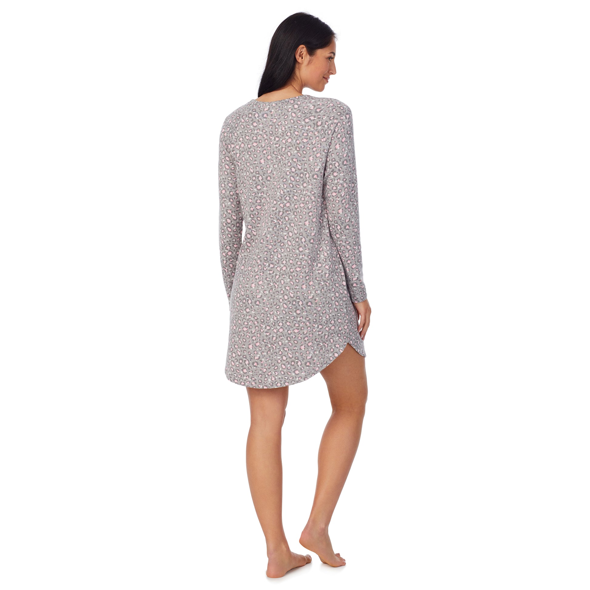 A lady wearing Brushed Sweater Knit Long Sleeve Sleepshirt