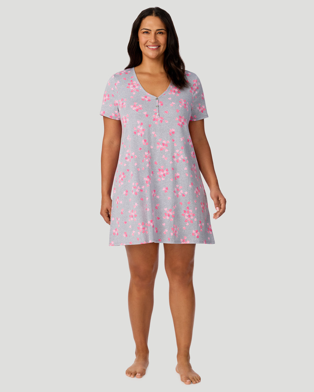 Cotton-Blend Short Sleeve Sleep Shirt PLUS