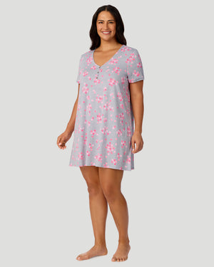 Cotton-Blend Short Sleeve Sleep Shirt PLUS