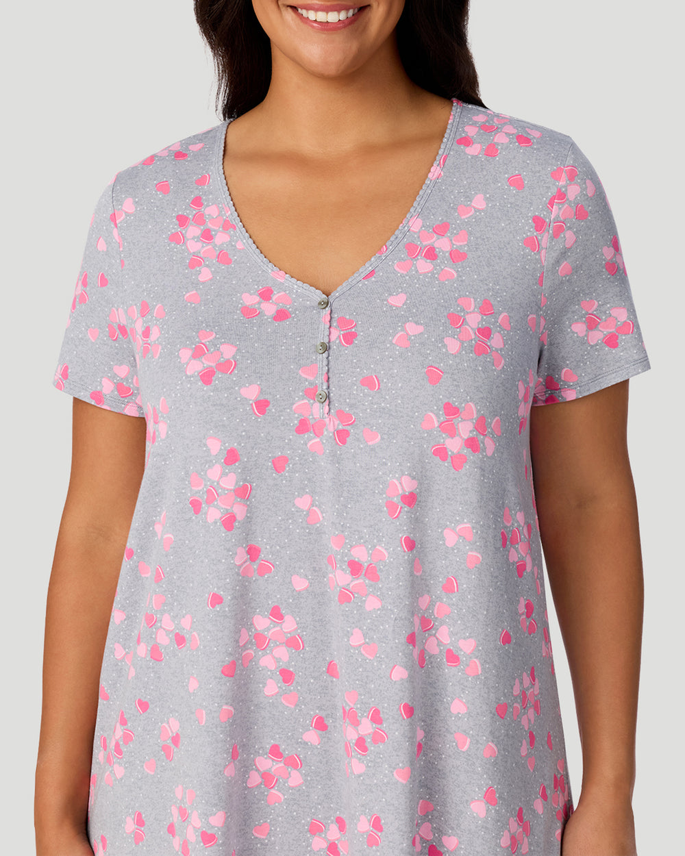 Cotton-Blend Short Sleeve Sleep Shirt PLUS