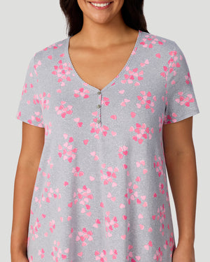 Cotton-Blend Short Sleeve Sleep Shirt PLUS
