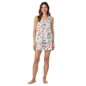  A lady wearing Cotton-Blend Tank with Short 2-Pc Pajama Set in Summer Landscape posing front view pose