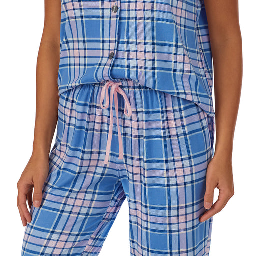   Blue Pink Plaid;Model is wearing size S. She is 5'8.5