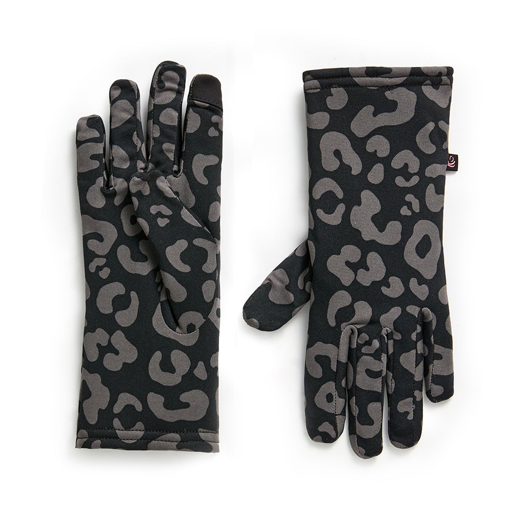 Black Grey Leopard;@black grey animal FlexFit Glove with Faux Fur Lining