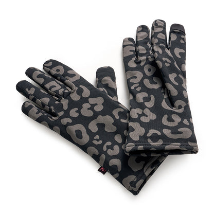 Black Grey Leopard;@black grey animal FlexFit Glove with Faux Fur Lining