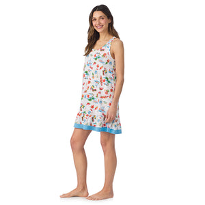  A lady wearing Cotton-Blend Sleeveless Sleep Chemise in Summer Landscape posing side angle view pose