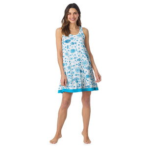  A lady wearing Cotton-Blend Sleeveless Sleep Chemise in Fish posing front view pose