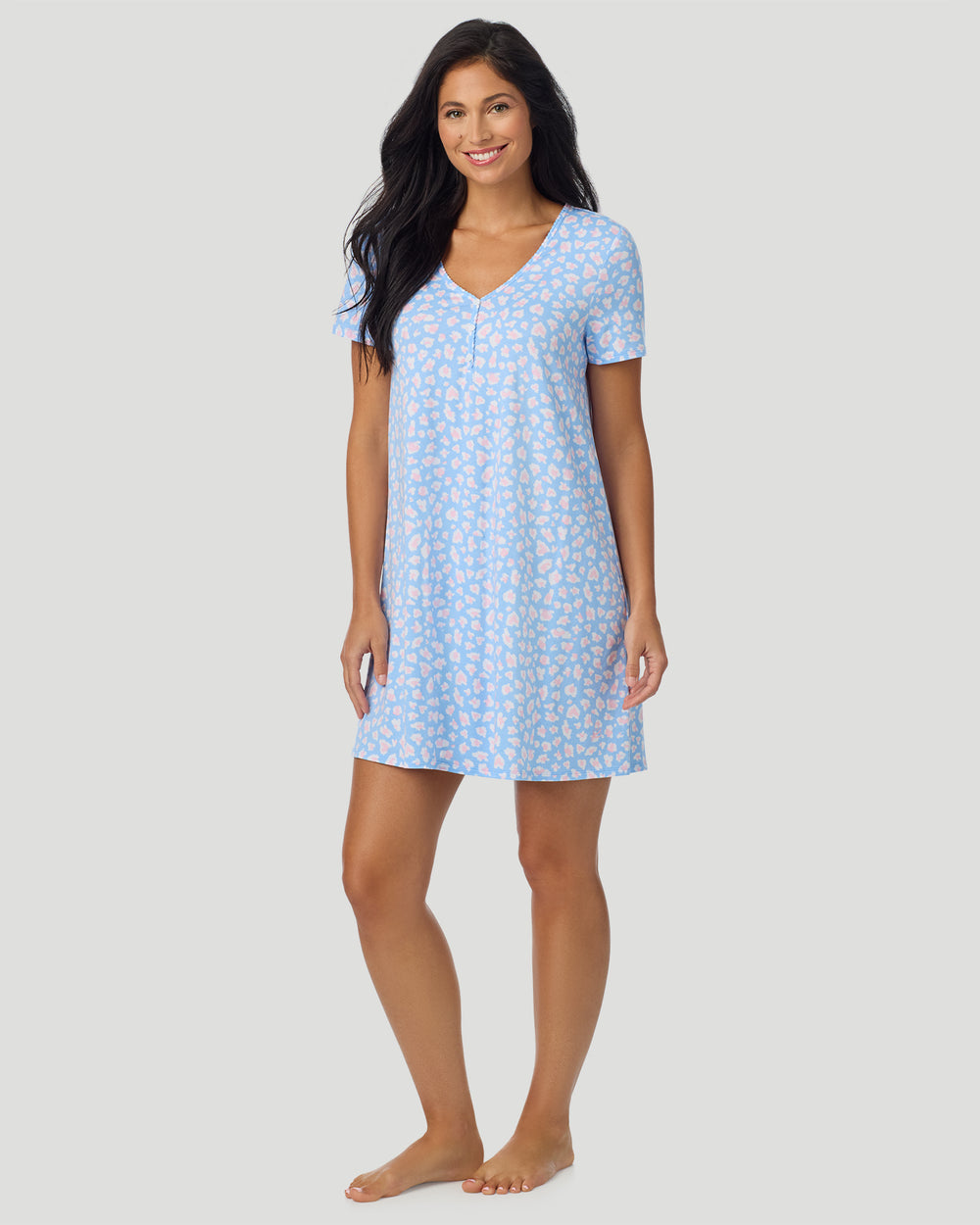 Cotton-Blend Short Sleeve Sleep Shirt