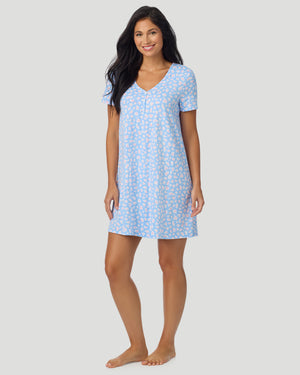 Cotton-Blend Short Sleeve Sleep Shirt