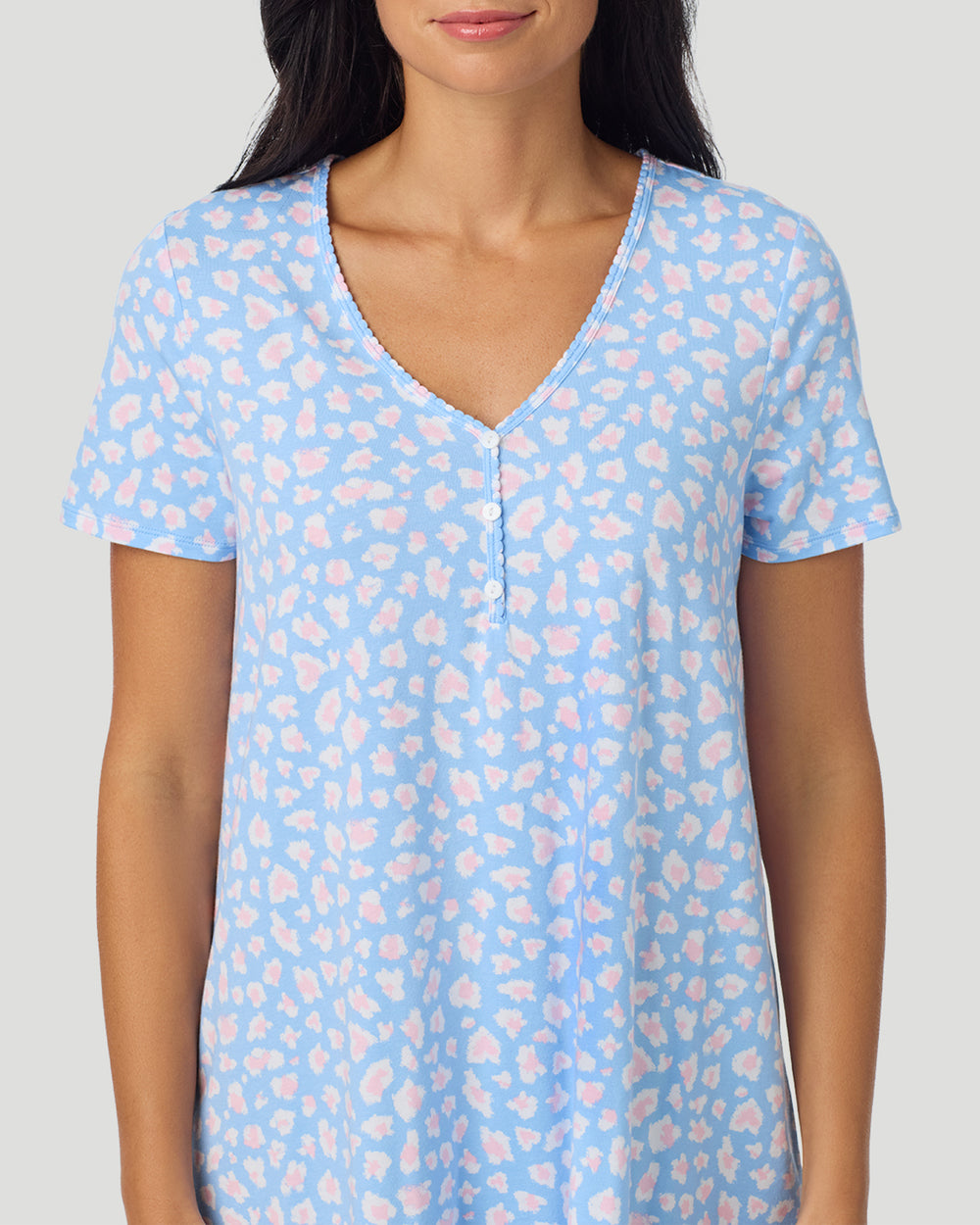 Cotton-Blend Short Sleeve Sleep Shirt