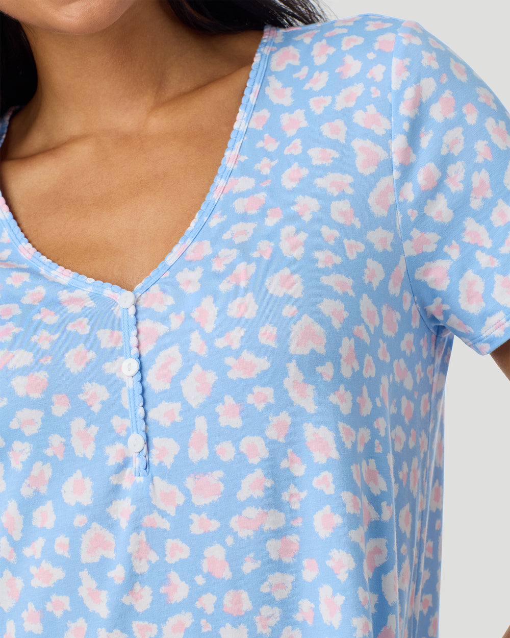 Cotton-Blend Short Sleeve Sleep Shirt