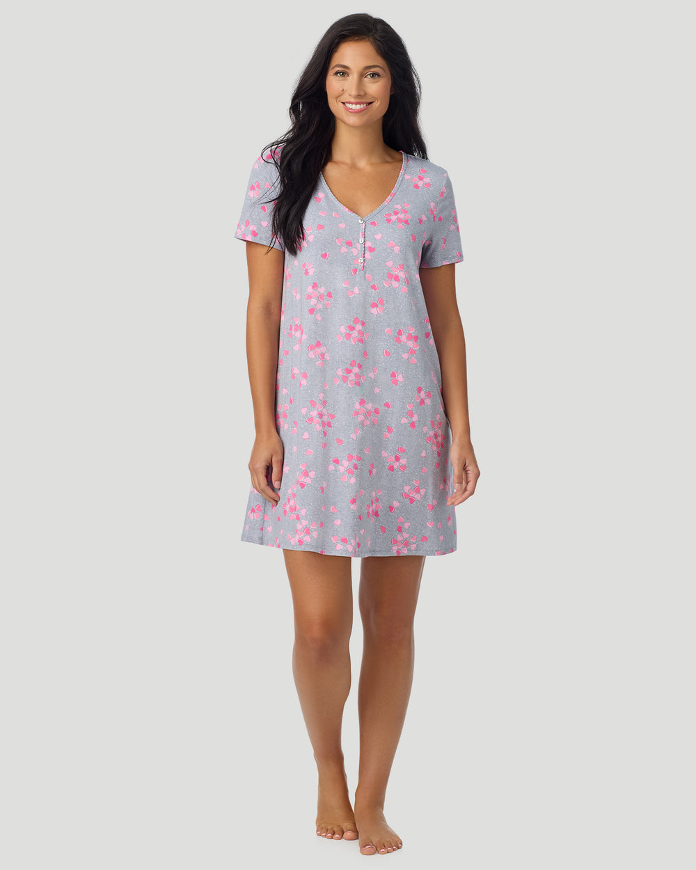 Cotton-Blend Short Sleeve Sleep Shirt