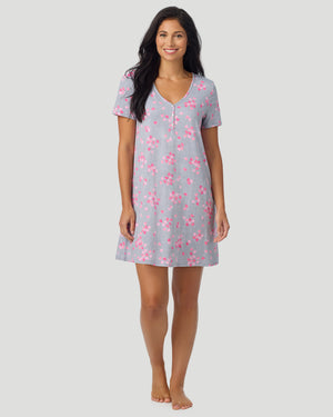Cotton-Blend Short Sleeve Sleep Shirt
