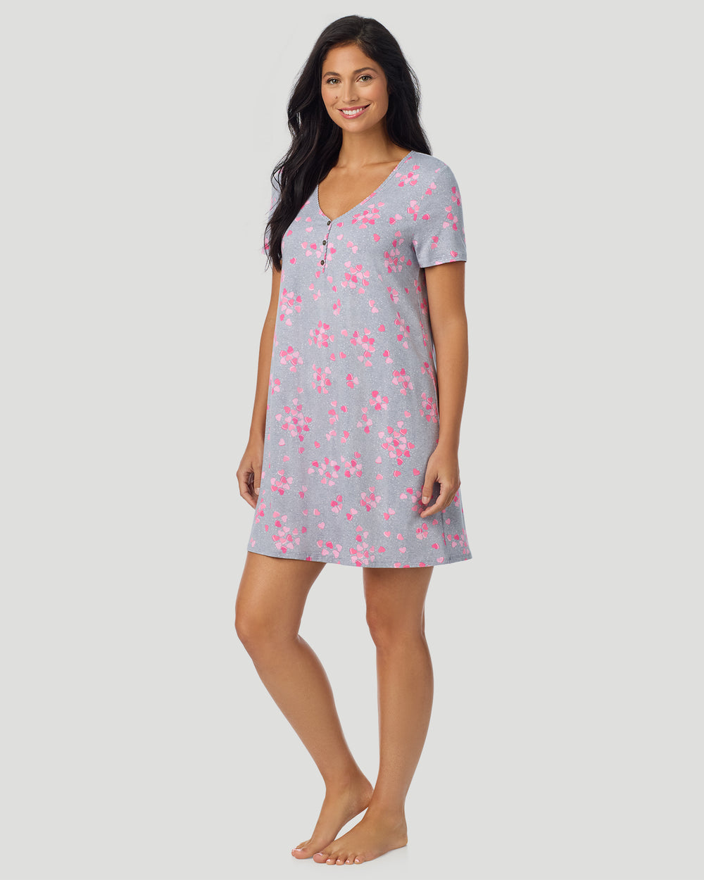 Cotton-Blend Short Sleeve Sleep Shirt