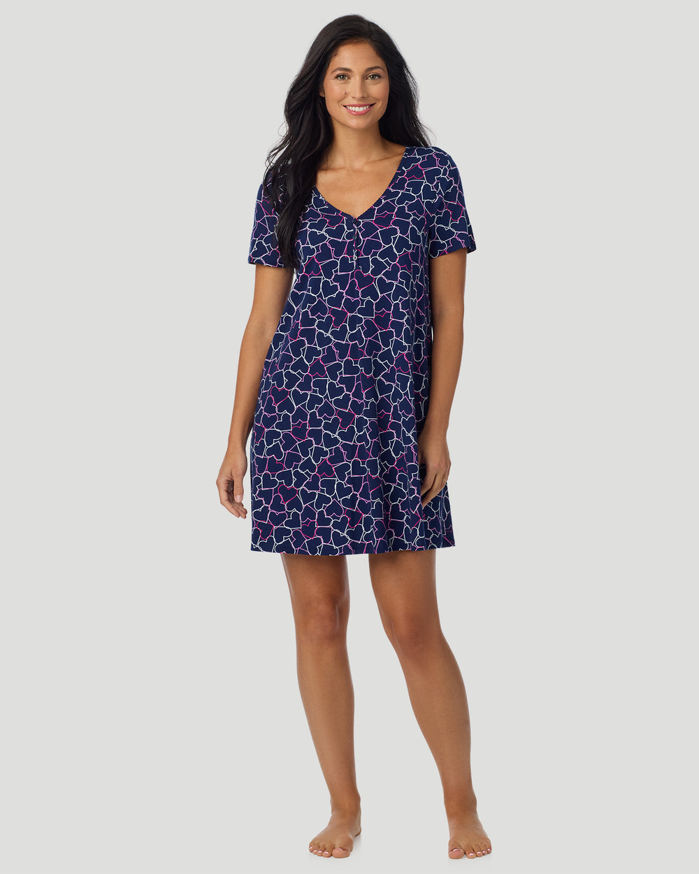 Cotton-Blend Short Sleeve Sleep Shirt