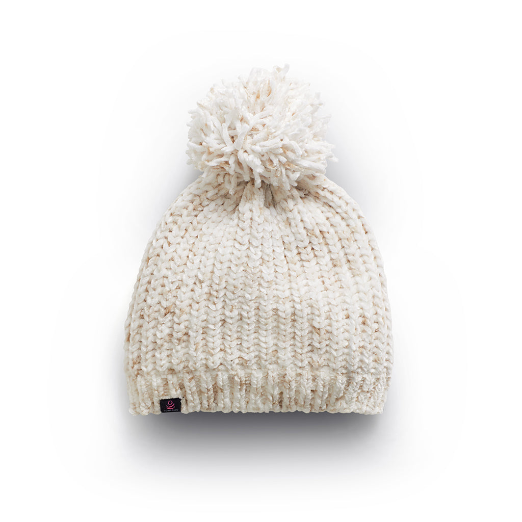 Oatmeal Speckle;@Chenille Beanie with Pom