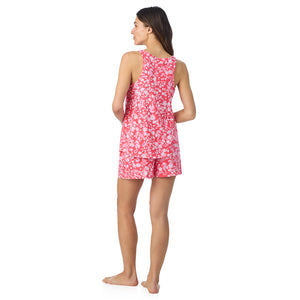  A lady wearing Cotton-Blend Tank with Short 2-Pc Pajama Set in Seahorse posing back view pose