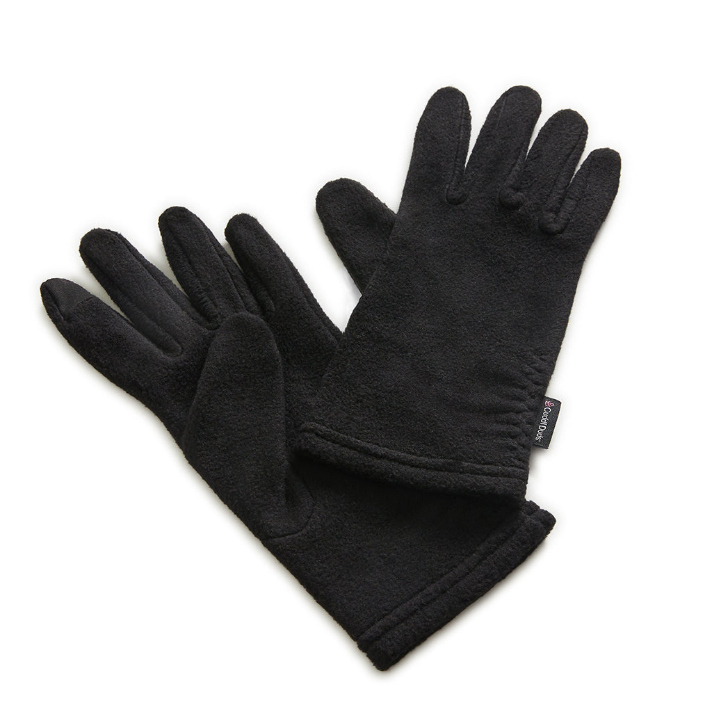 Black;@Fleece Side Ruched Glove