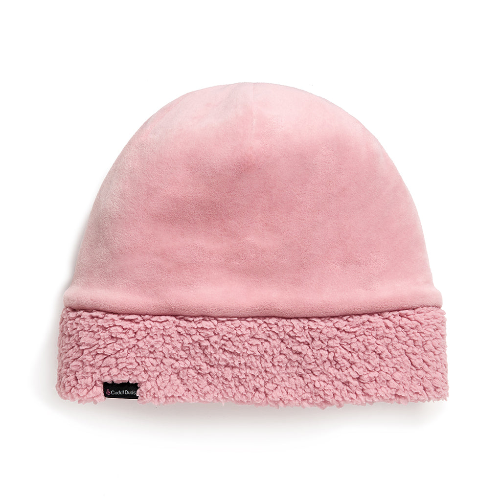 Double Plush Velour Hat with Sherpa Cuff