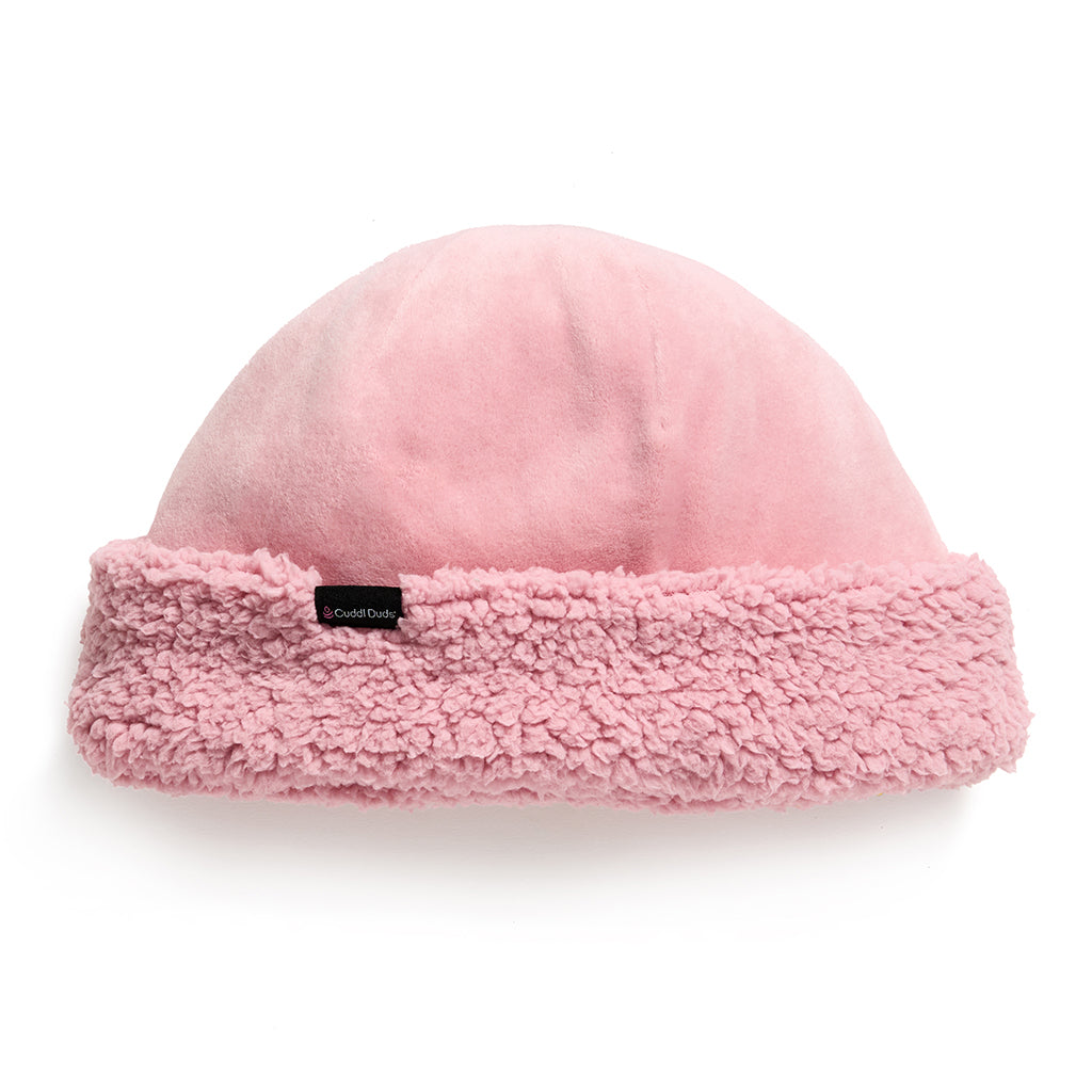 Dusty Pink; @Double Plush Velour Hat with Sherpa Cuff