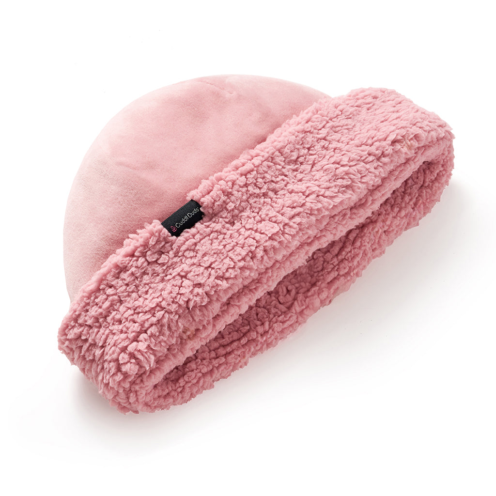 Dusty Pink; @Double Plush Velour Hat with Sherpa Cuff