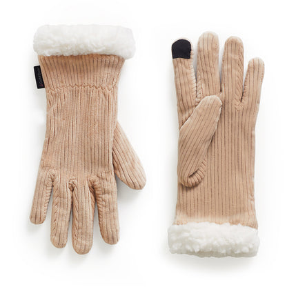 Oatmeal;@Velour Corduroy Glove with Cloud Fleece Cuff