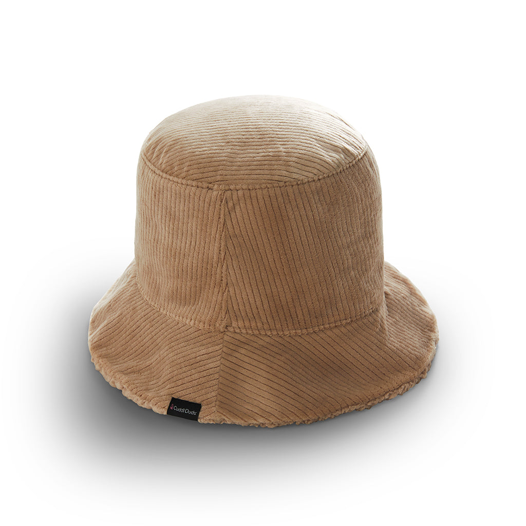 Oatmeal;@Velour Corduroy Reversible Bucket Hat