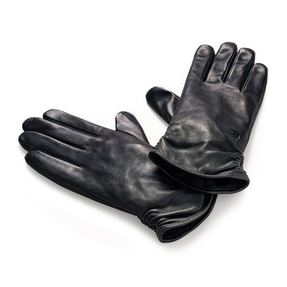 Ruched Leather Touchscreen Gloves
