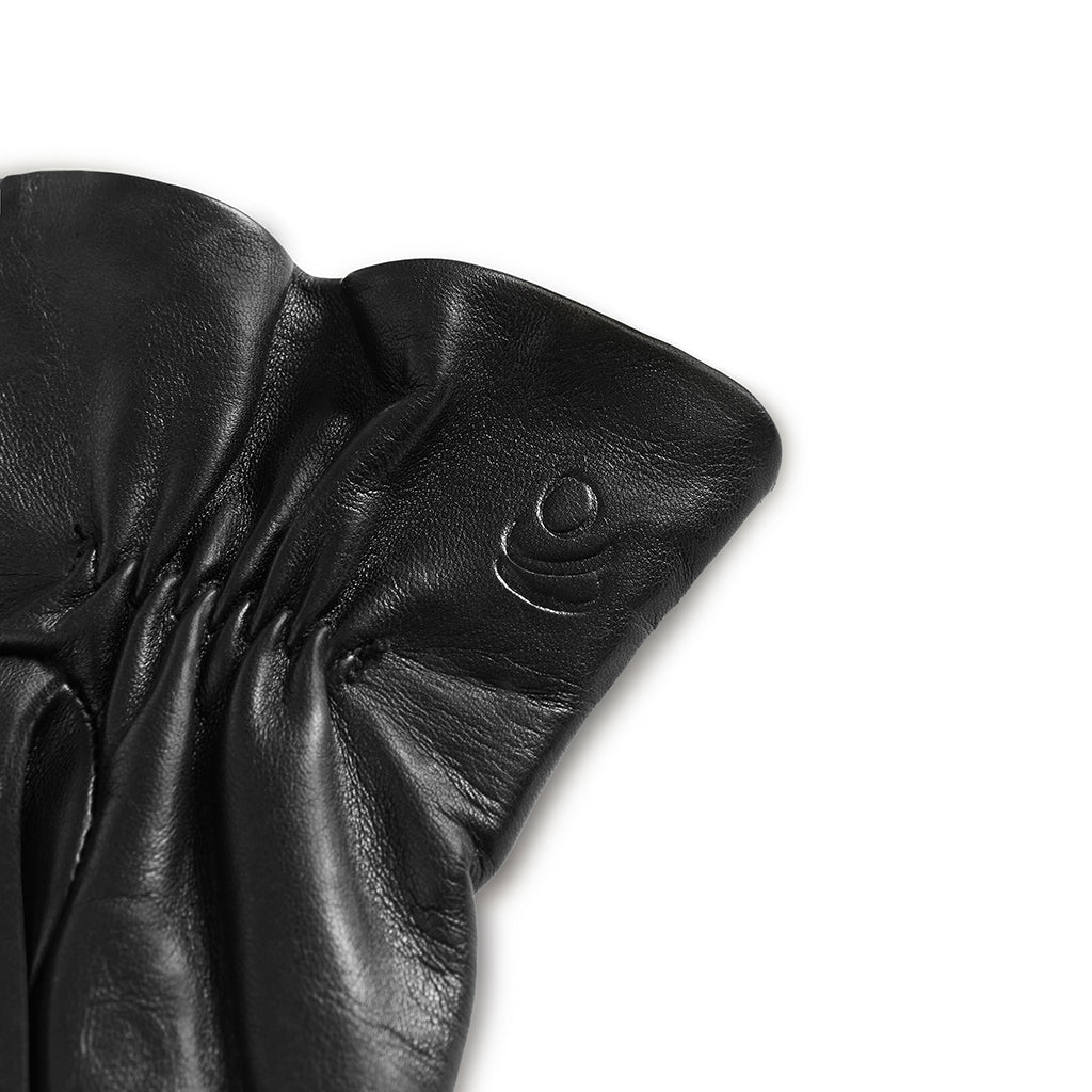 Black;@Leather Glove with Bow