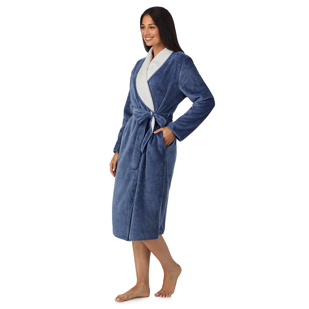 A lady wearing Chenille Wrap Robe