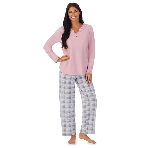 CATALOG CLASSICS Womens Pajamas Set Cowl Neck Velour Fleece PJs