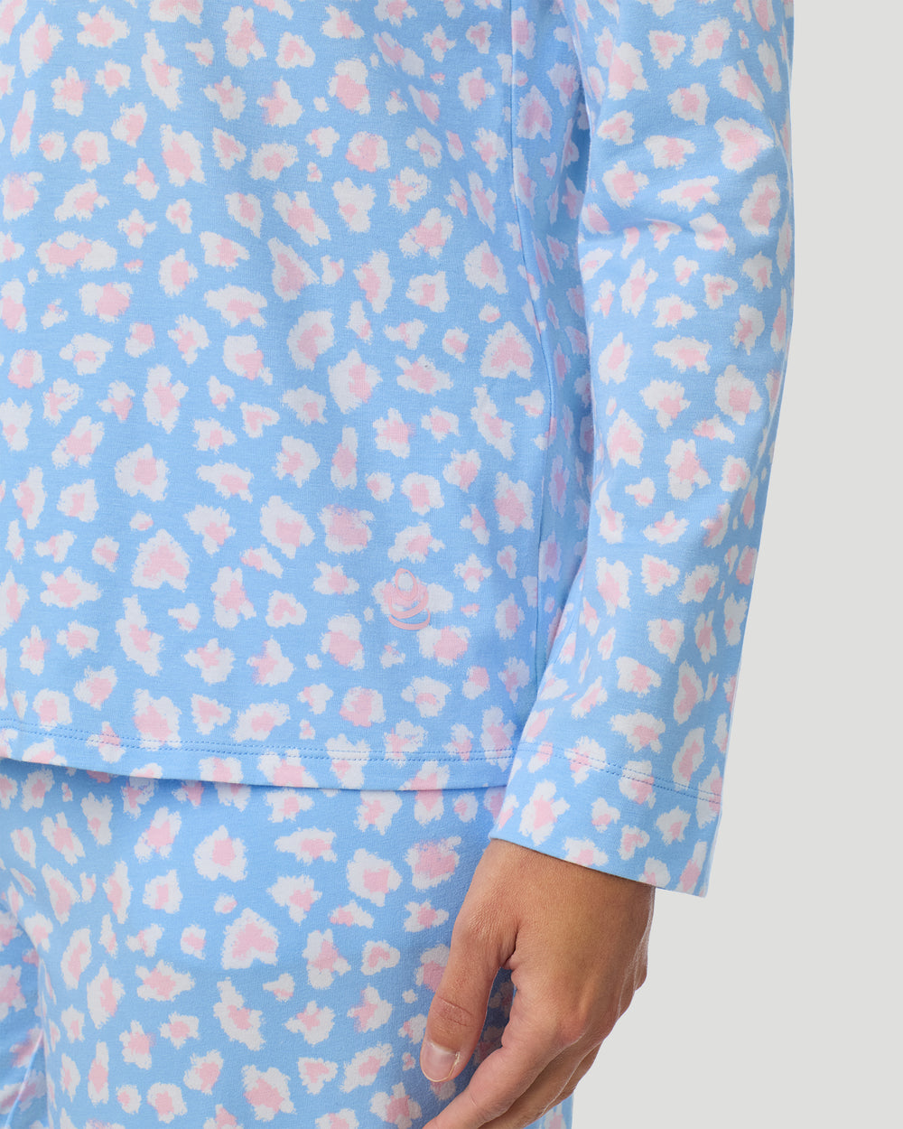 Cotton-Blend Long Sleeve Notch Collar With Long Pant Pajama Set