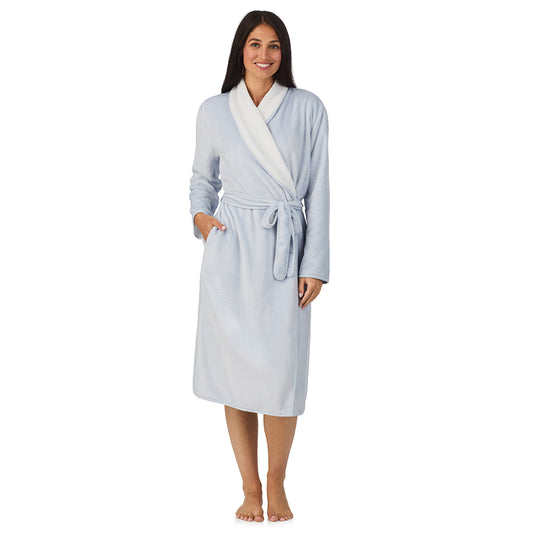 A lady wearing Chenille Wrap Robe