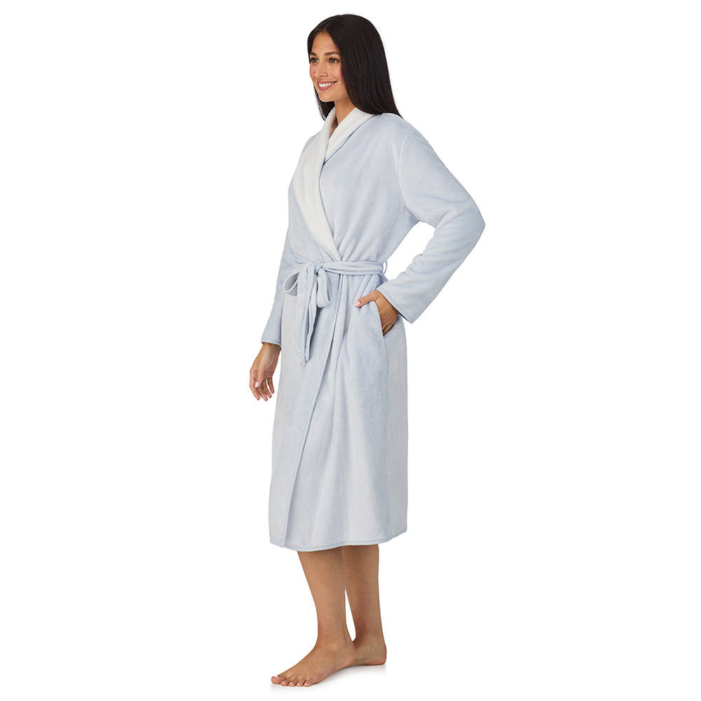 A lady wearing Chenille Wrap Robe