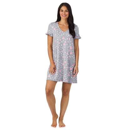 A lady wearing Cotton Rich Ruffled Short Sleeve Sleepshirt