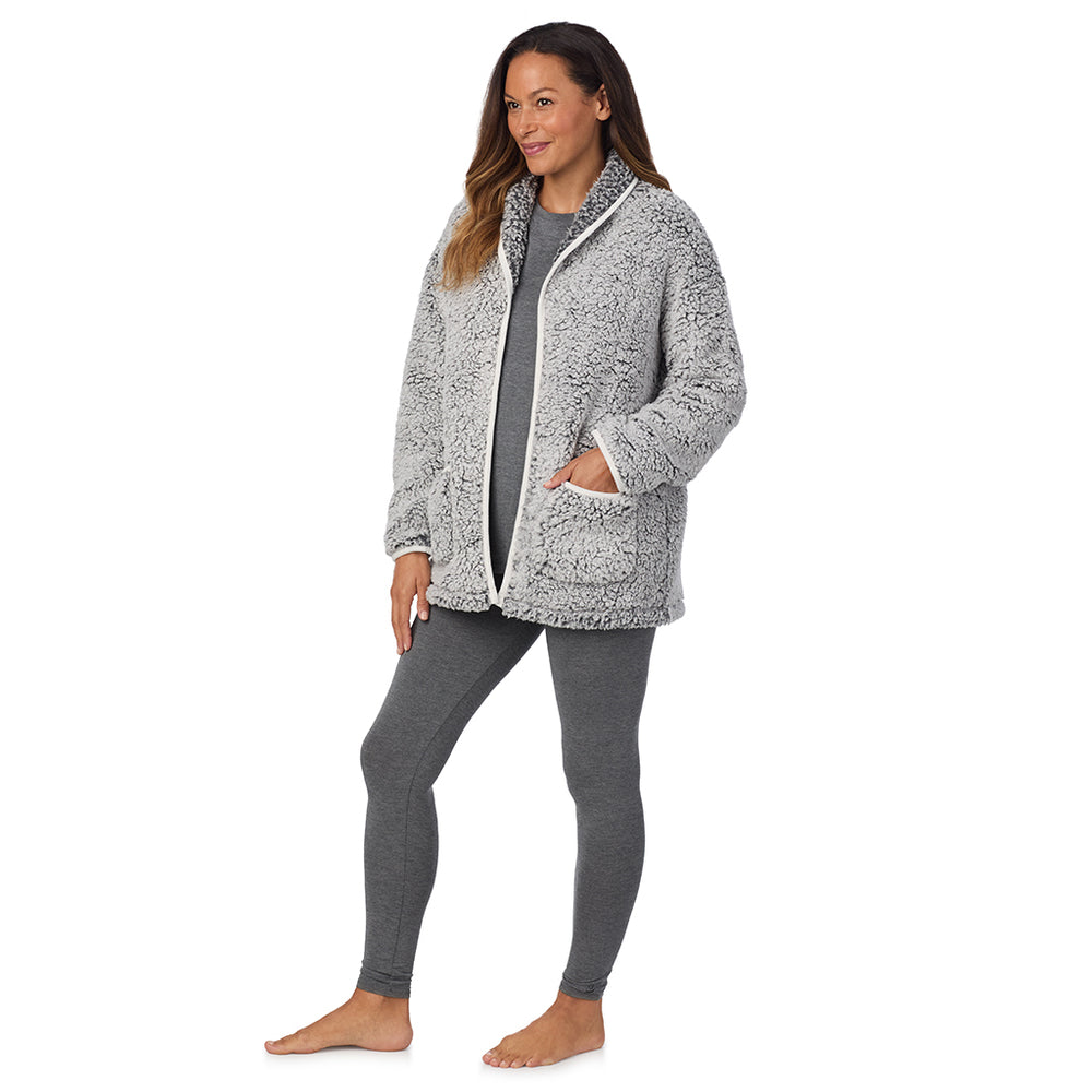 A lady wearing Snuggle Up Sherpa Cardi