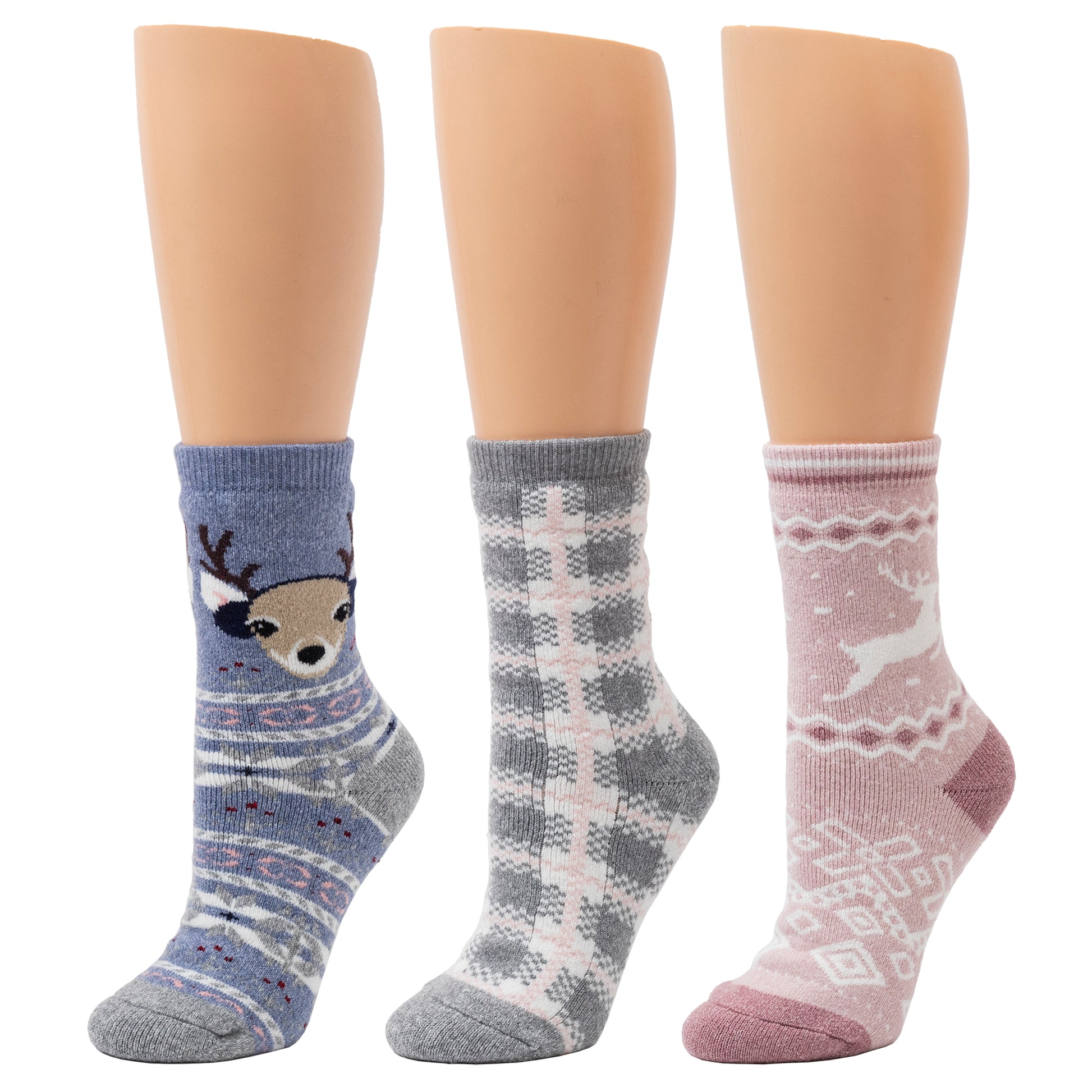 Reindeer Brushed Lounge Sock 3 Pack