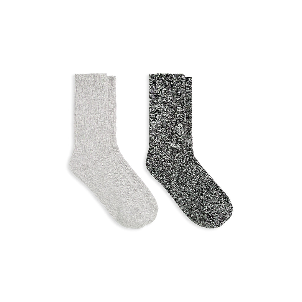 Ultimate Gray/Ivory;@A Static Texture / Twist 5x1 Rib Crew Sock 2-Pack