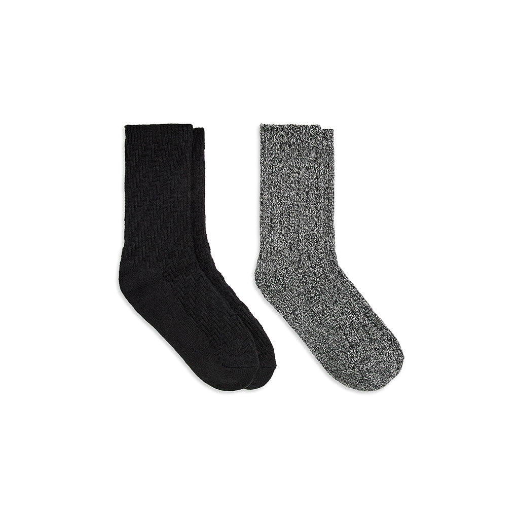 Peacoat/Grey;@A Static Texture / Twist 5x1 Rib Crew Sock 2-Pack