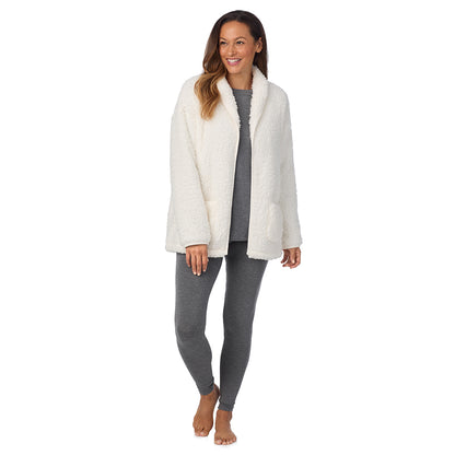 A lady wearing Snuggle Up Sherpa Cardi