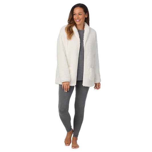 A lady wearing Snuggle Up Sherpa Cardi