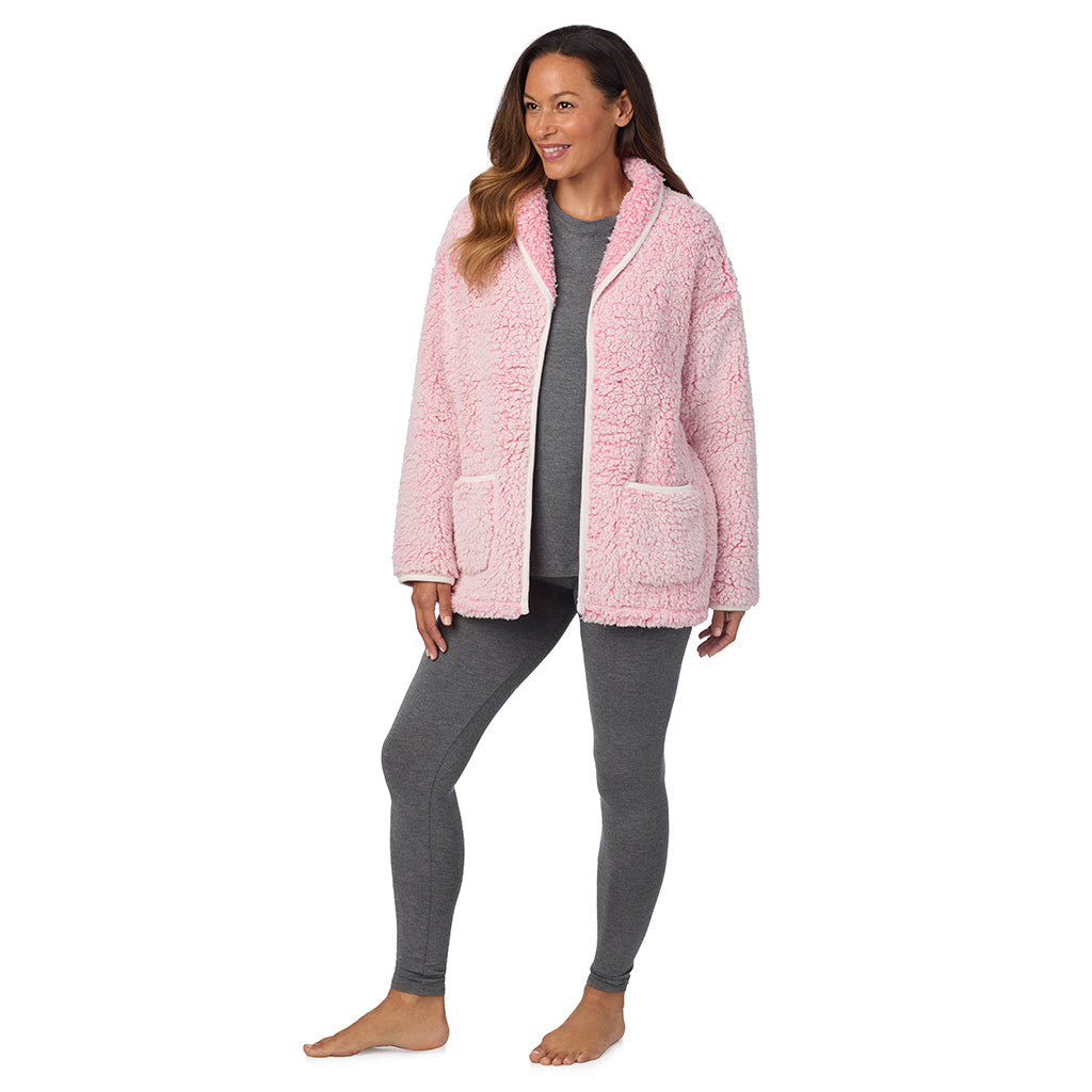 A lady wearing Snuggle Up Sherpa Cardi