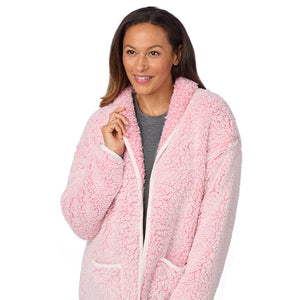 A lady wearing Snuggle Up Sherpa Cardi