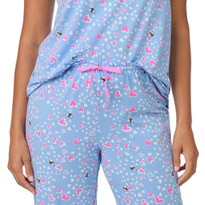 A lady wearing Cotton Rich Ruffled Short Sleeve Top with Pant Pajama Set